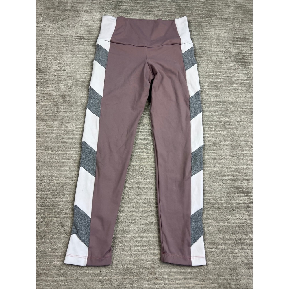 Port de Bras Leggings Womens L Mauve Colorblock Chevron High Rise Activewear